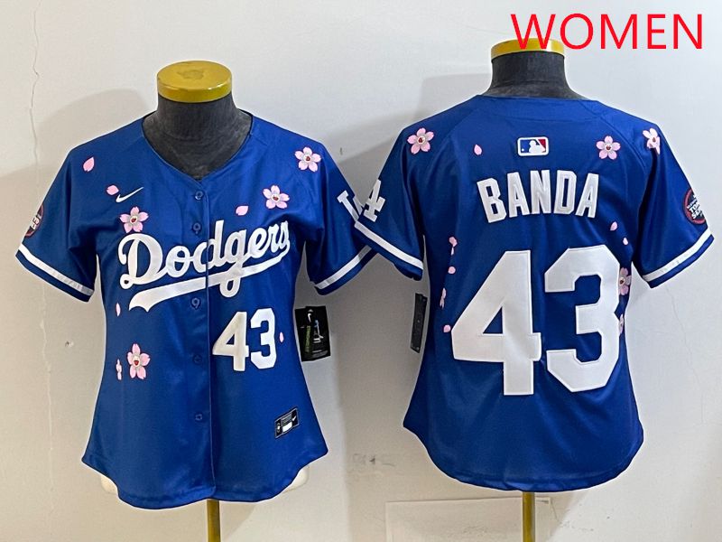 Women Los Angeles Dodgers #43 Banda Blue White Blue Sakura Edition 2025 Nike MLB Jersey style 2->women mlb jersey->Women Jersey